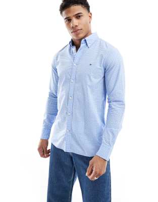 Tommy Hilfiger – Eng anliegendes Hemd in Blaugrau