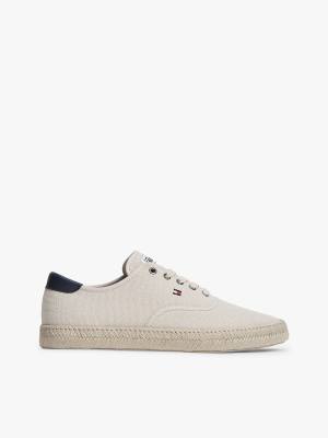 Espadrille-Hybrid-Sneaker aus Canvas in Beige mit Leinenanteil-Braun Braun 43
