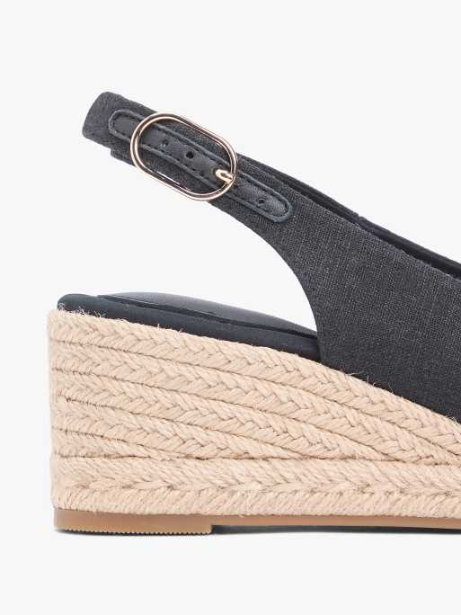 Tommy Hilfiger - Espadrilles compensées à bride arrière en chanvre - Noir, 4 de 5