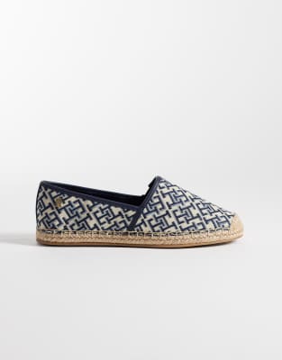 Espadrilles en jacquard à monogramme - Bleu marine 38