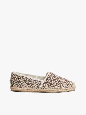 Espadrilles en jacquard à plaque monogramme - Marron multicolore 41