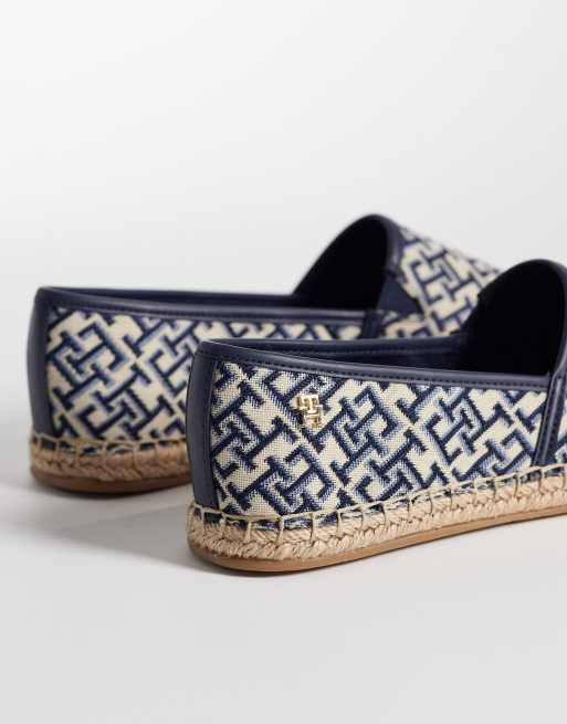 Tommy Hilfiger - Espadrilles in jacquard blu navy con monogramma, 4 di 4
