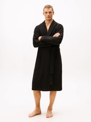 Tommy Hilfiger - Essential - Bademantel aus Waffelstrick in Schwarz