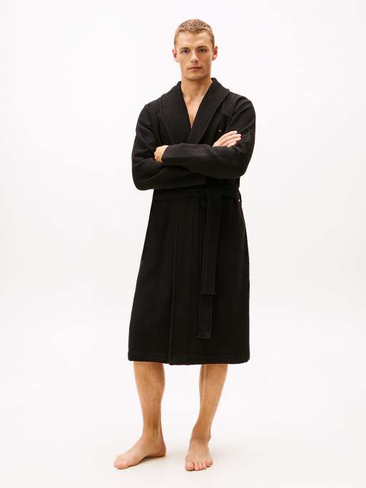 Tommy Hilfiger – Essential – Bademantel aus Waffelstrick in Schwarz