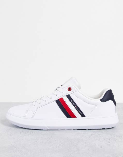 Tommy Hilfiger – Essential – Białe skórzane buty sportowe z podeszwą cupsole - view 1