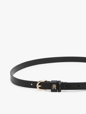 Tommy Hilfiger - Essential - Ceinture en cuir à monogramme TH - Noir
