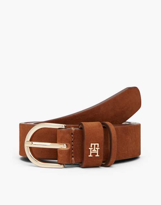 Tommy Hilfiger - Essential - Ceinture en cuir avec boucle arrondie - Marron clair