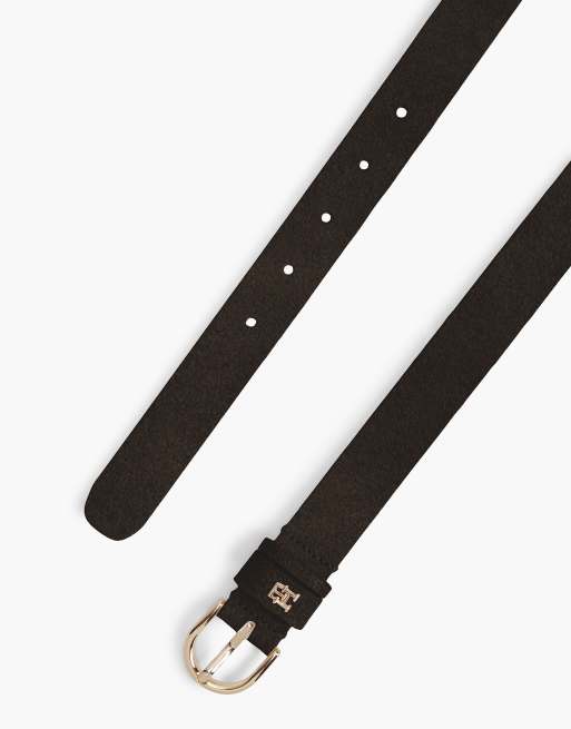 Tommy Hilfiger Essential ceinture en daim à boucle arrondie marron foncé, 2 de 4