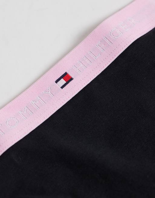Tommy Hilfiger Essential Cotton 3 pack tanga lingerie thongs in black, 2 of 3