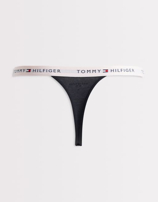 Tommy Hilfiger Essential Cotton 3 pack tanga thongs in black, 3 of 3
