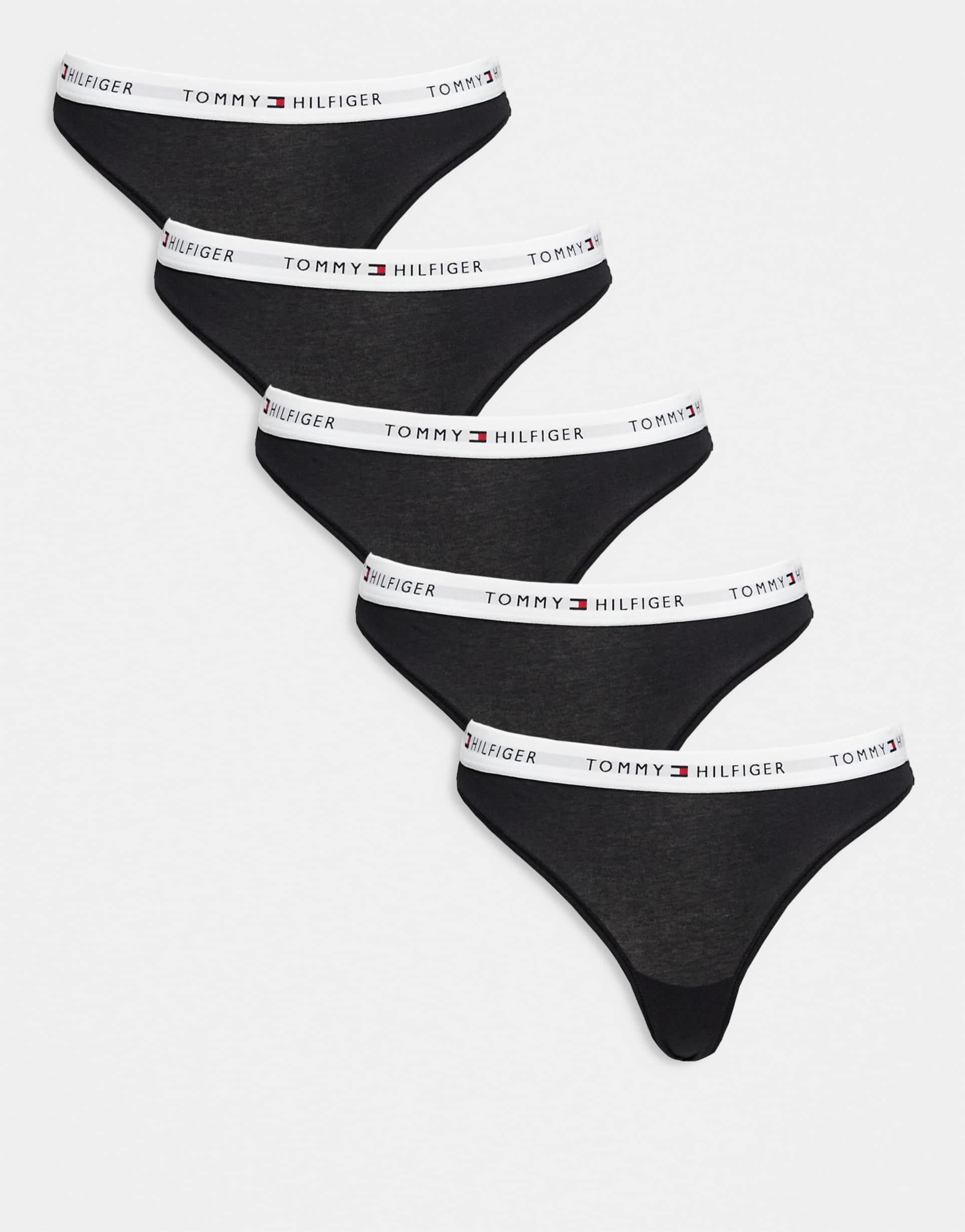 tommy hilfiger essential cotton 5 pack briefs in black