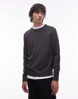 Tommy Hilfiger essential cotton jumper in dark grey