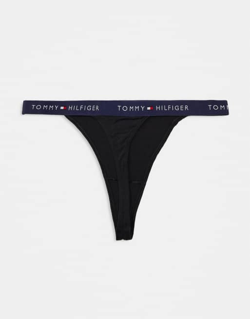 Tommy Hilfiger - Essential Cotton - Sorte tanga-G-strenge i pakke med 5 par, 3 af 3