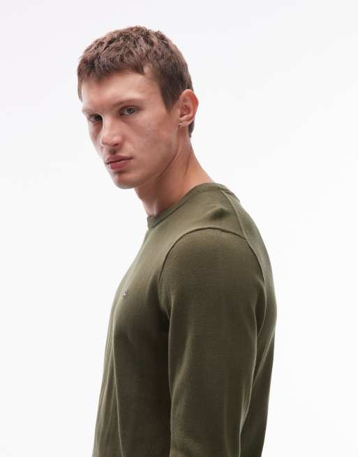 Tommy Hilfiger essential cotton sweater in army green, 4 of 5
