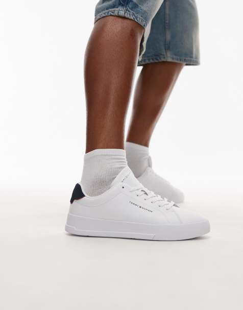 Tommy Hilfiger - Essential Court - Baskets en cuir - Blanc et bleu marine - view 1