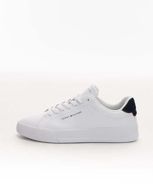 Tommy Hilfiger essential court leather sneakers in white and navy, 2 of 5