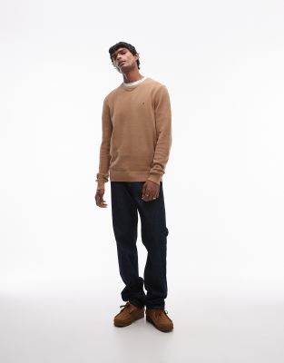 Tommy Hilfiger essential crew neck jumper in beige-Neutral