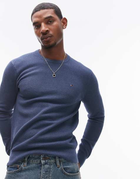 Tommy Hilfiger essential crew neck jumper in blue - view 1