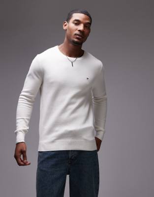 Tommy Hilfiger Tommy Hilfiger essential crew neck jumper in off white