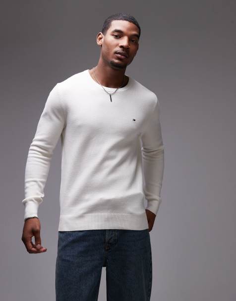 Tommy Hilfiger essential crew neck jumper in off white - view 1