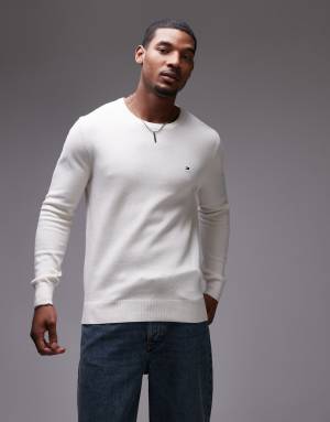 Tommy Hilfiger essential crew neck jumper in off white