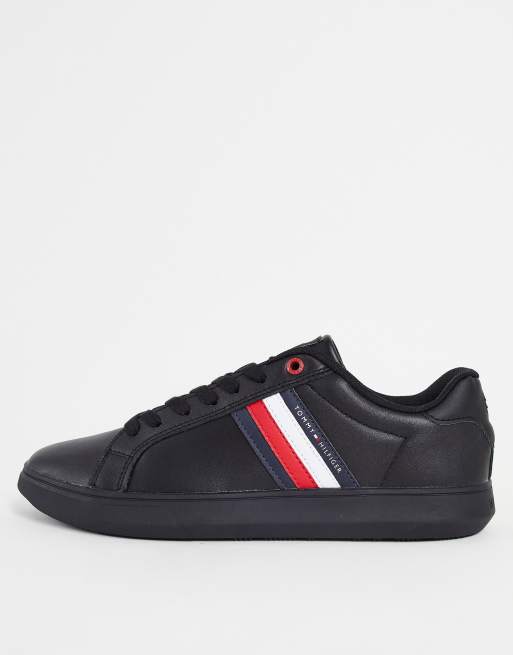Tommy Hilfiger – Essential – Cupsole-Sneaker aus Leder in Schwarz
