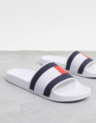 white tommy hilfiger slides