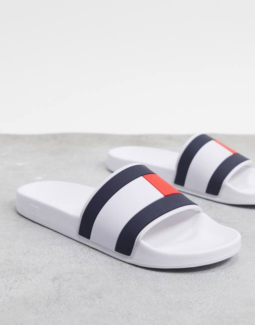 Tommy hilfiger white store sliders