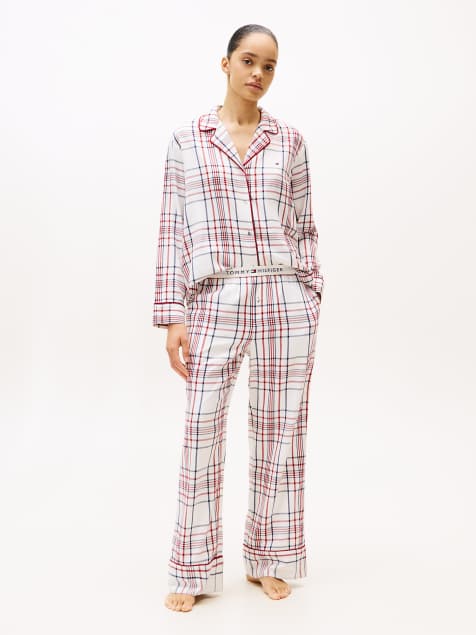 Tommy Hilfiger Essential flannel pyjamas and slippers gift box in multi - view 1