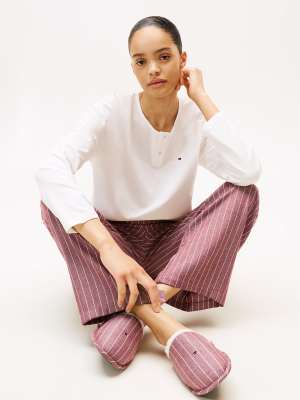 Tommy Hilfiger - Essential - Geschenkset mit Pyjama aus mehrfarbigem Flanell und Hausschuhen-Blau