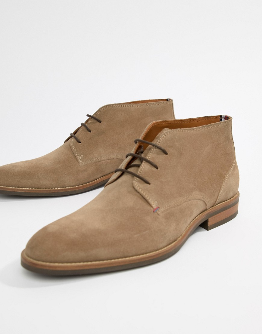 Tommy Hilfiger – Essential – Gråbruna boots i mockaskinn med snörning