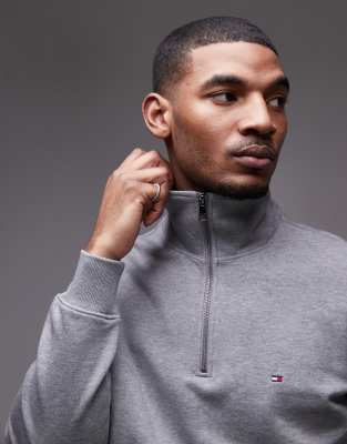 Tommy Hilfiger Essential Half Zip Polo Shirt In Gray