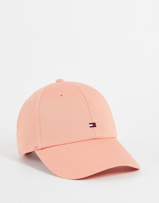 Tommy Hilfiger – Essential – Jasnoróżowa czapka z daszkiem z bawełny z logo z flagą – LPINK