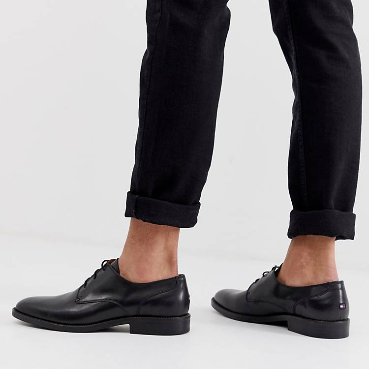 Tommy Hilfiger Essential Lace Up Leather Derby Shoes In Black ...