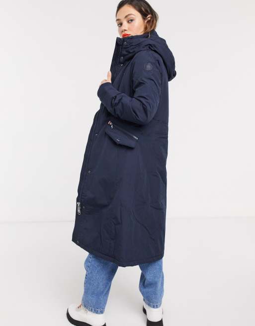 Tommy Hilfiger Essential Lange gewatteerde parka in marineblauw