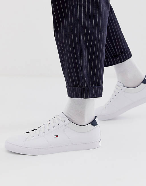 Tommy Hilfiger essential leather sneaker in white with flag logo | ASOS