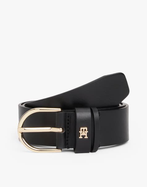 Tommy Hilfiger – Essential – Ledergürtel in Schwarz mit ovaler Schnalle - view 1