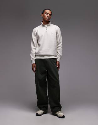 Tommy Hilfiger Essential Logo Quarter Zip Fleece In Multi