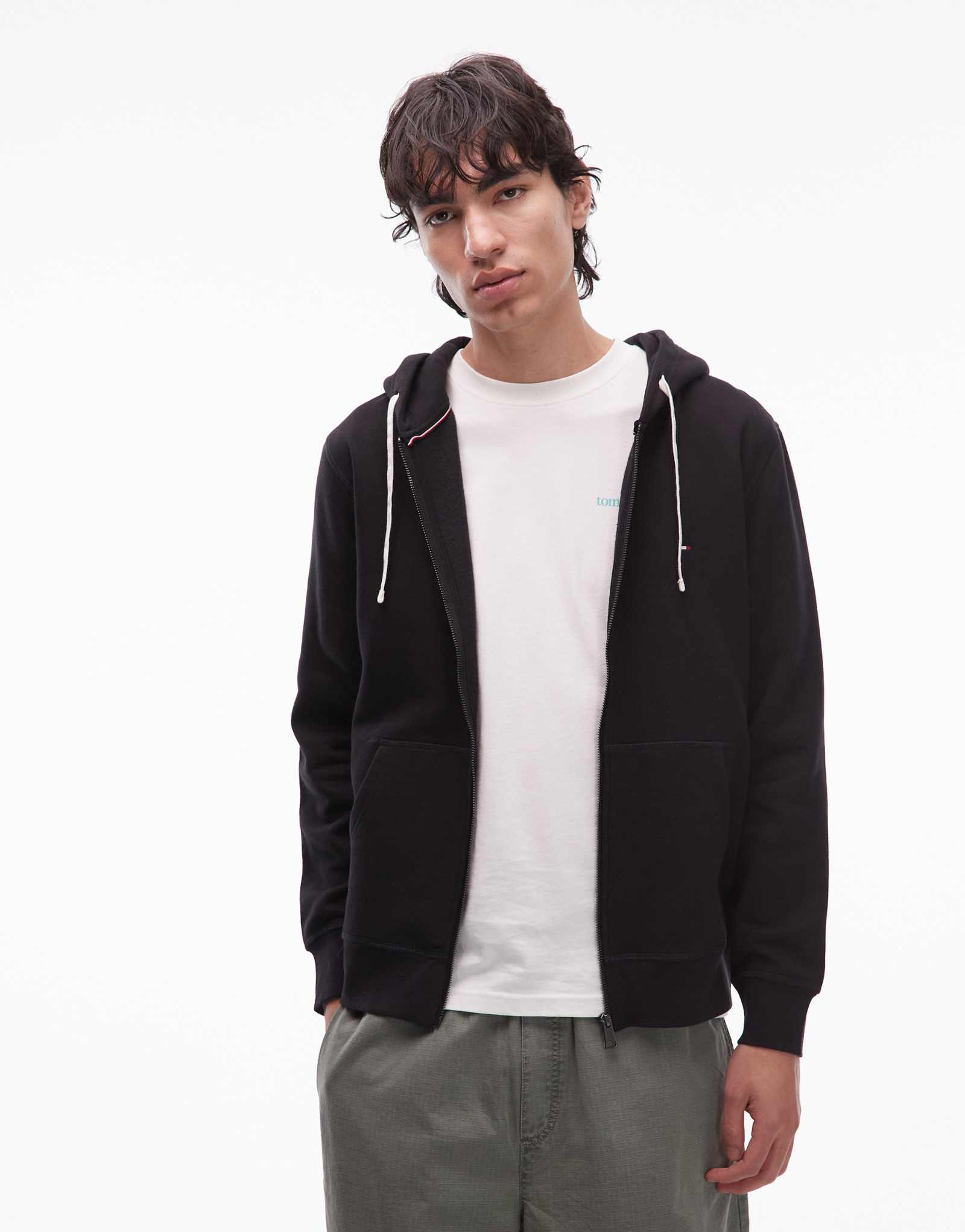 Флисовая молния с логотипом Tommy Hilfiger essential черного цвета 