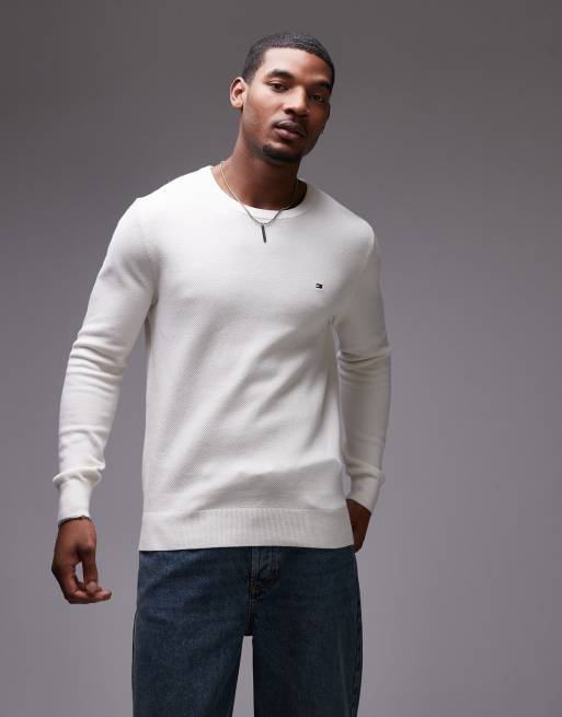 Tommy Hilfiger - Essential - Maglione girocollo color bianco sporco