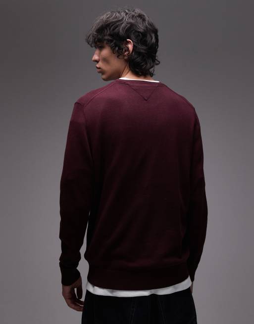 Tommy Hilfiger – Essential – Mörk, vinröd tröja i bomull, 3 av 5