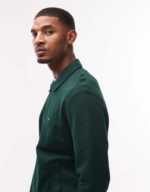 Tommy Hilfiger – Essential – Mörkgrön sweatshirt i frotté med dragkedja, 4 av 5