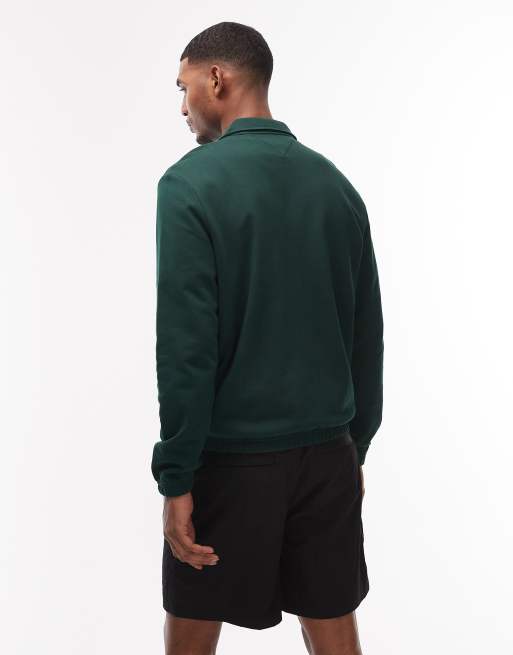 Tommy Hilfiger – Essential – Mörkgrön sweatshirt i frotté med dragkedja, 5 av 5