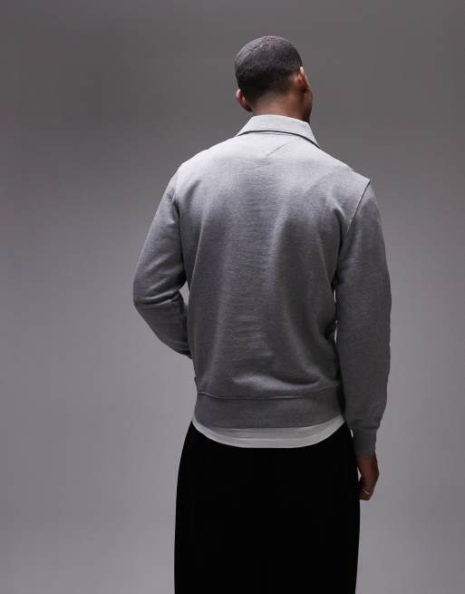 Tommy Hilfiger - Essential - Polo grigia con zip corta, 3 di 4