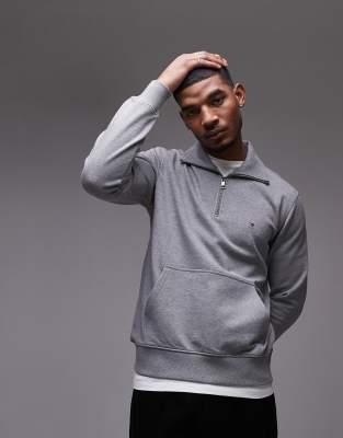 Essential - Poloshirt in Grau mit kurzem Reißverschluss Grau L
