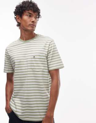 Tommy Hilfiger essential regular fit stripe t-shirt in sage-Green