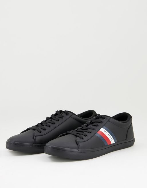 Tommy Hilfiger - Essential - Sorte lædersneakers med striber