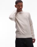 [Tommy Hilfiger] Tommy Hilfiger essential structure jumper in beige marl-Neutral Chest 44 Heathered Oatmilk