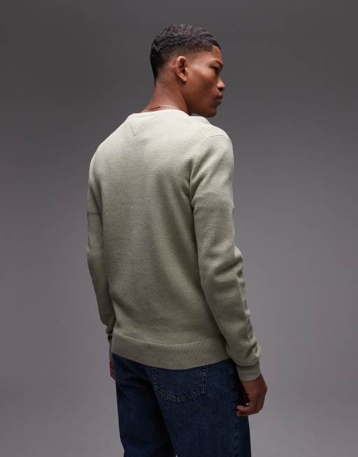 Tommy Hilfiger essential structure jumper in olive marl, 3 of 4