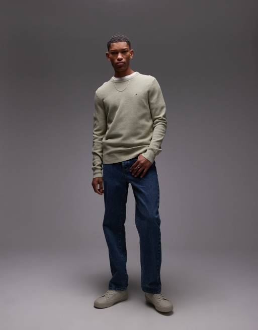 Tommy Hilfiger essential structure jumper in olive marl, 4 of 4
